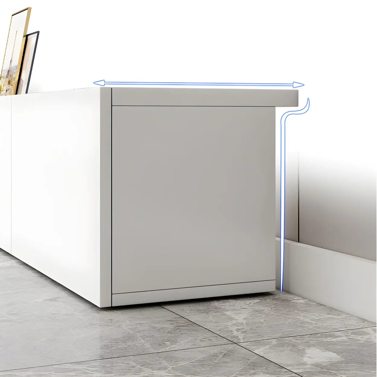 White Wood Rectangular Cabinet TV Stand