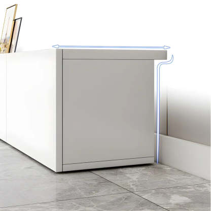 White Wood Rectangular Cabinet TV Stand