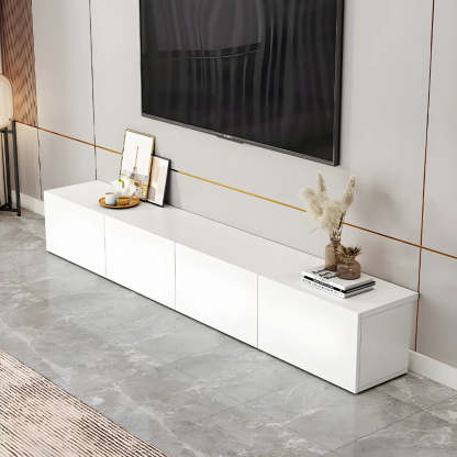 White Wood Rectangular Cabinet TV Stand