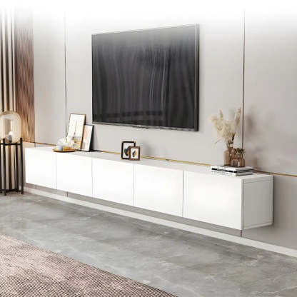 White Wood Rectangular Cabinet TV Stand