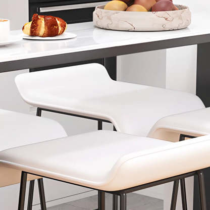 White Marble Black Rectangular Metal Bar Table — Without Chairs