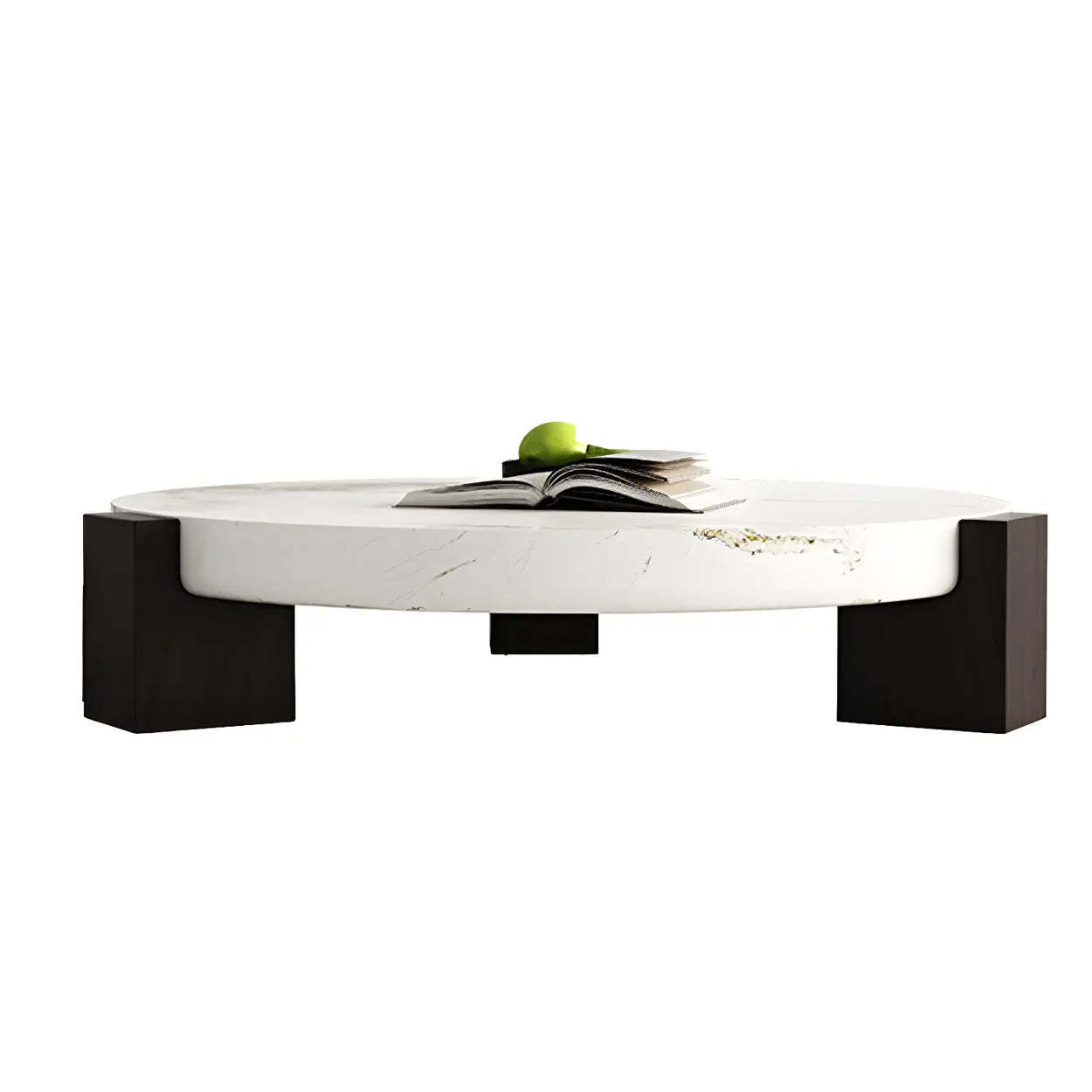 Modern three legs white coffee tables — 35" Dia x 12" H & 27" L x 20" W x 17" H