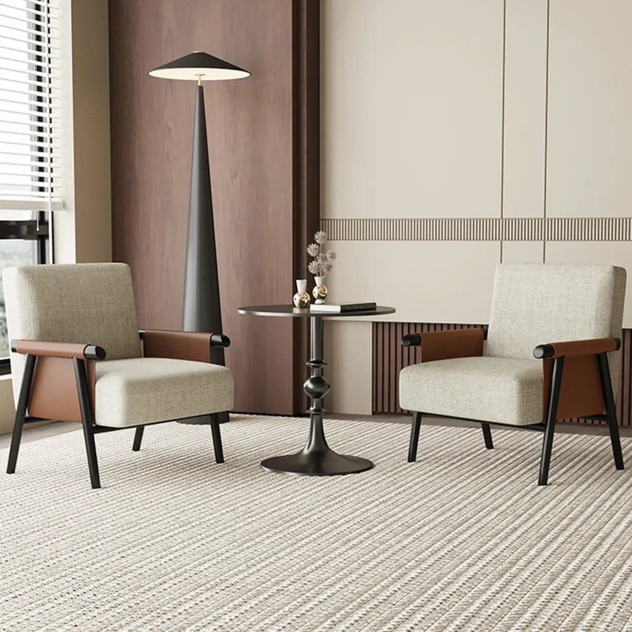 Modern White Armrest Accent Chair