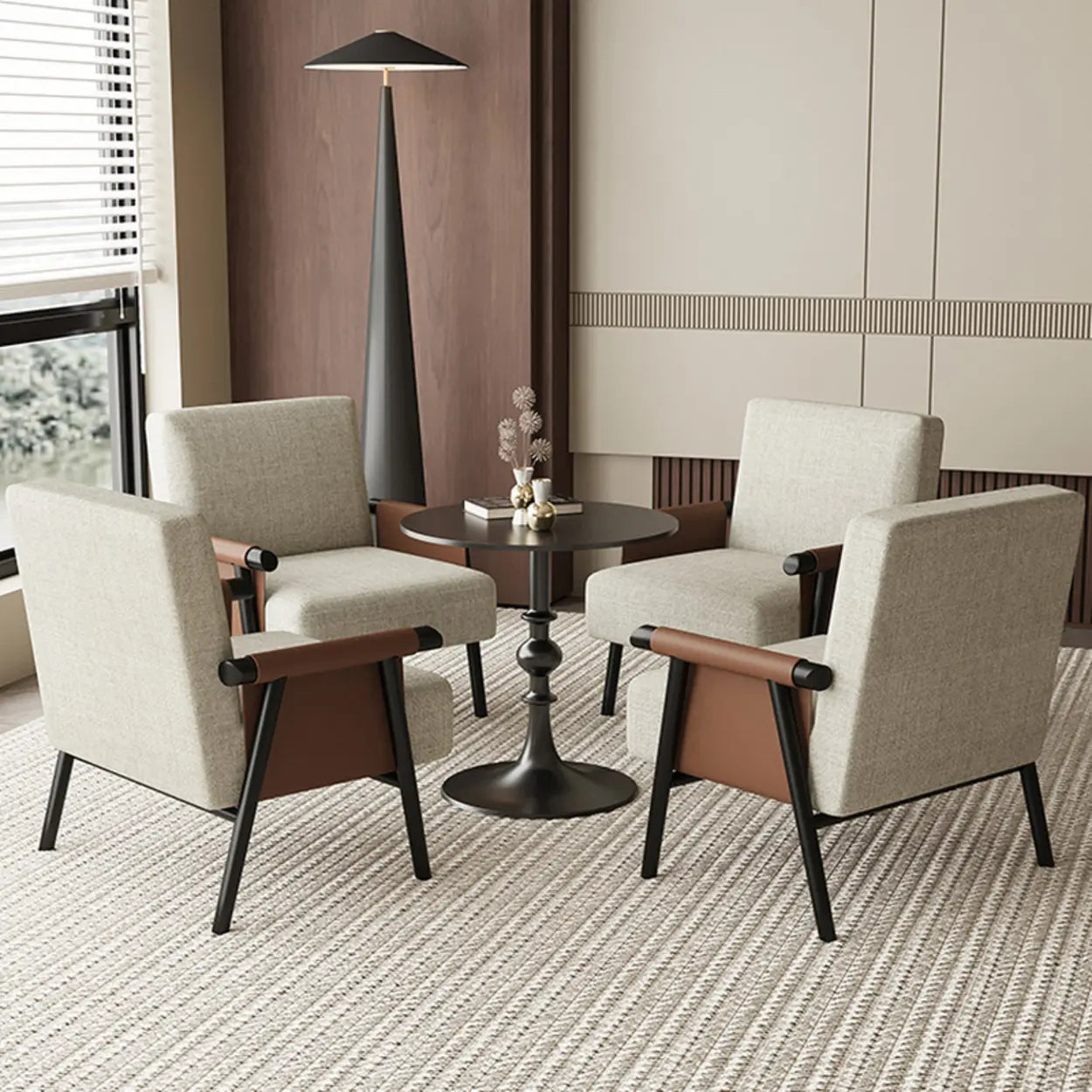 Modern White Armrest Accent Chair