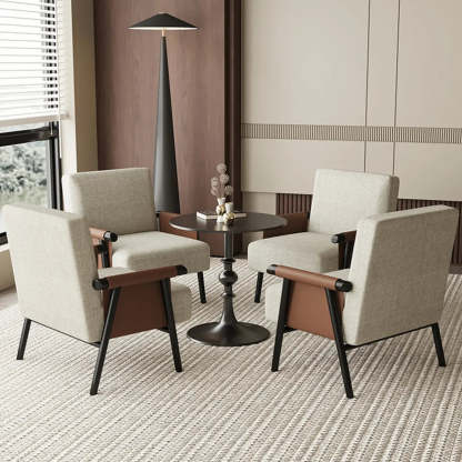Modern White Armrest Accent Chair