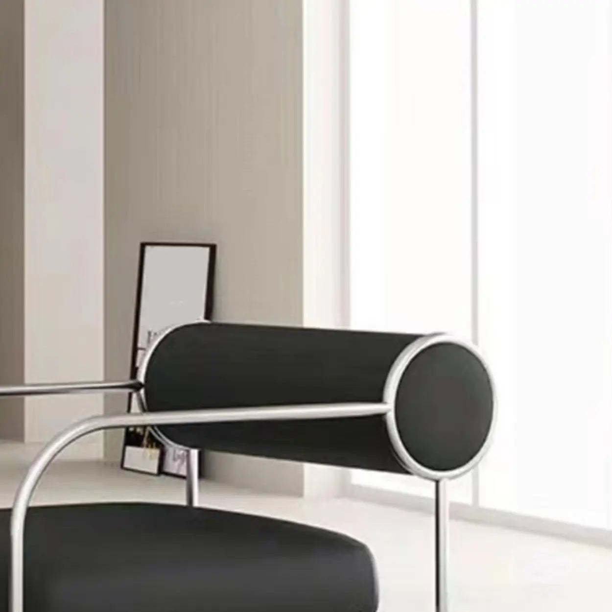 White Metal Arm Chair with Silver Legs