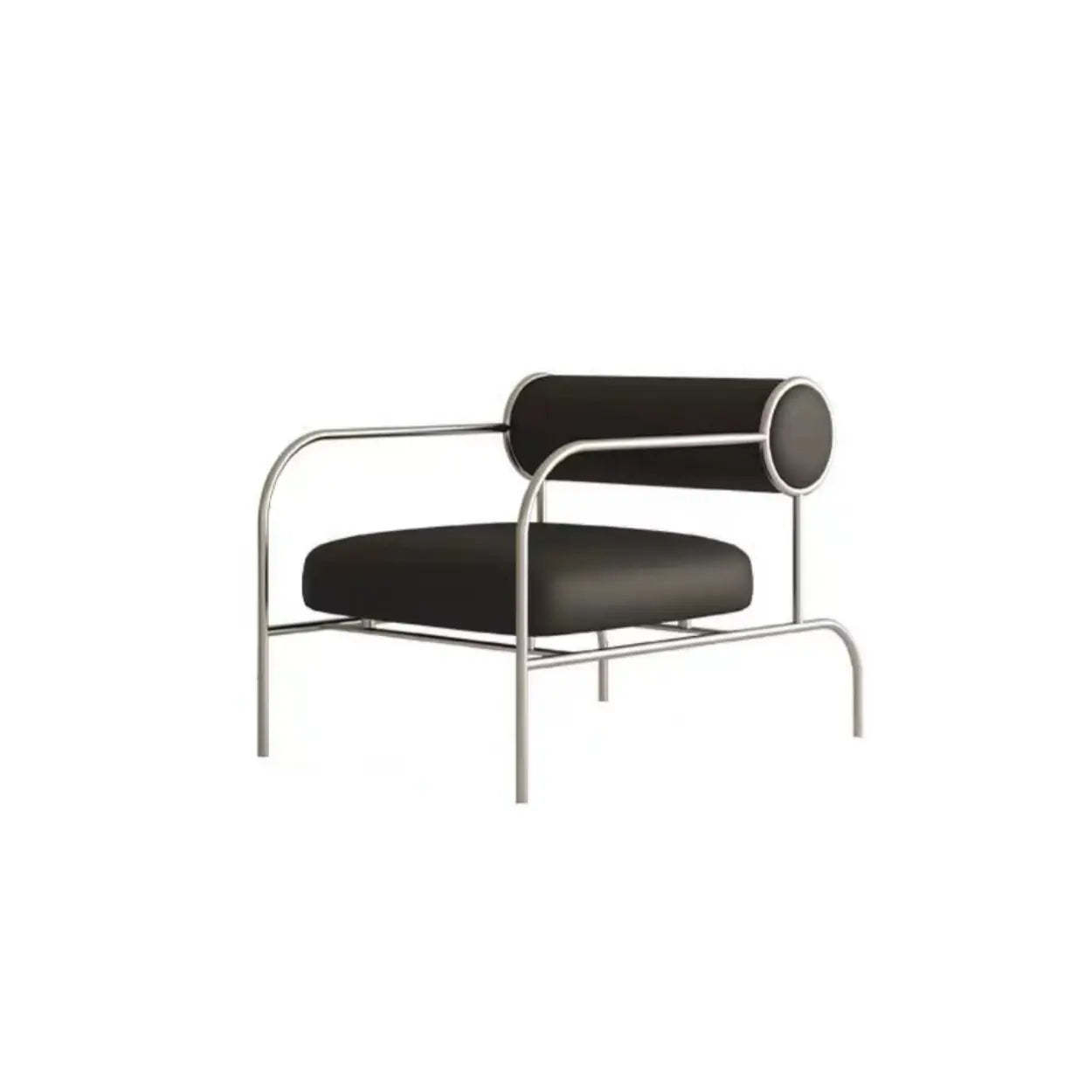 White Metal Arm Chair with Silver Legs
