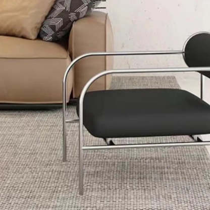 White Metal Arm Chair with Silver Legs