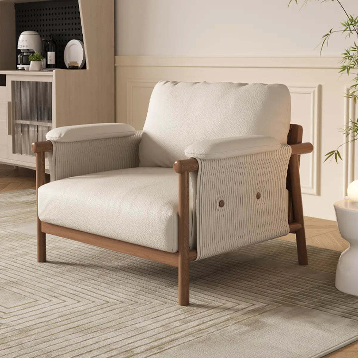 White Microfiber Leather Removable Cushion Armchair — Microfiber Leather