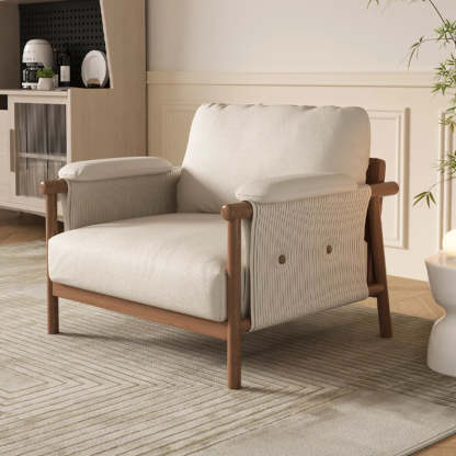 White Microfiber Leather Removable Cushion Armchair — Microfiber Leather