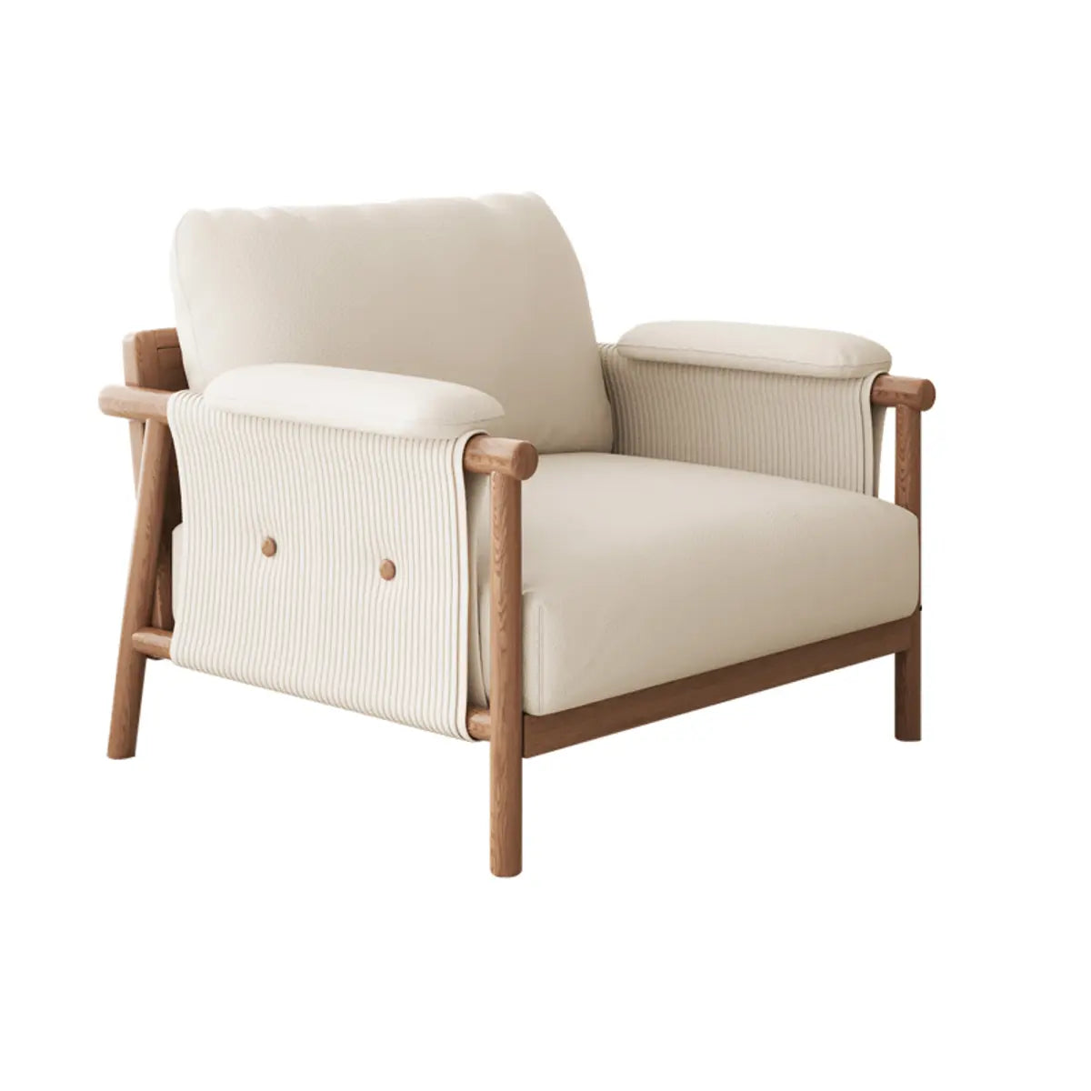 White Microfiber Leather Removable Cushion Armchair