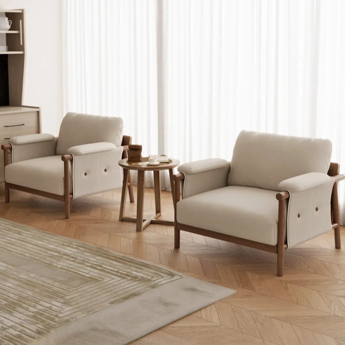 White Microfiber Leather Removable Cushion Armchair