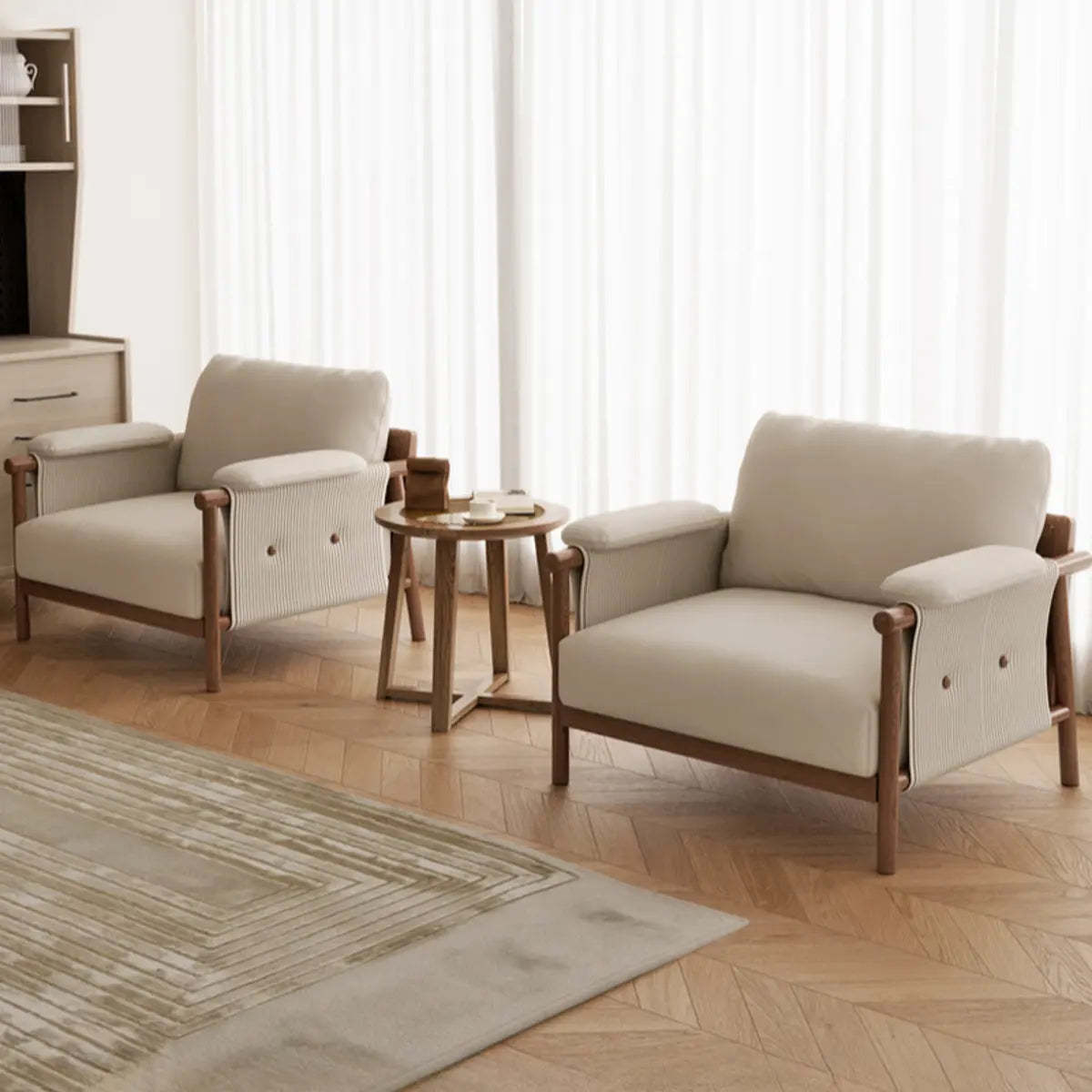 White Microfiber Leather Removable Cushion Armchair