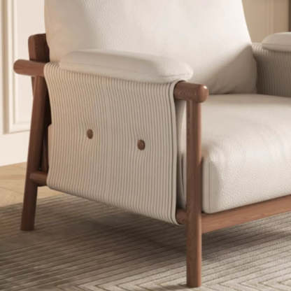 White Microfiber Leather Removable Cushion Armchair