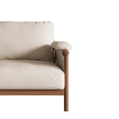 White Microfiber Leather Removable Cushion Armchair