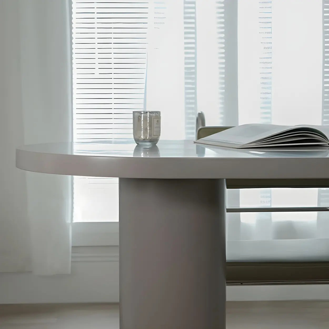 Minimalist White Oval Counter Height Bar Table — White / Table Only