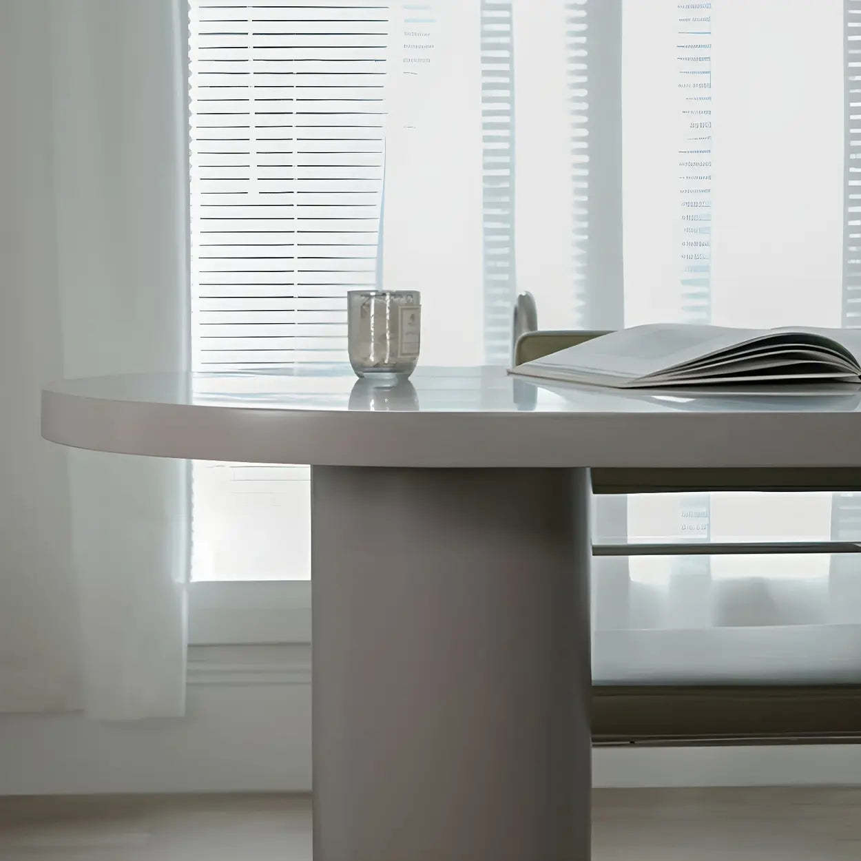 Minimalist White Oval Counter Height Bar Table — White / Table Only