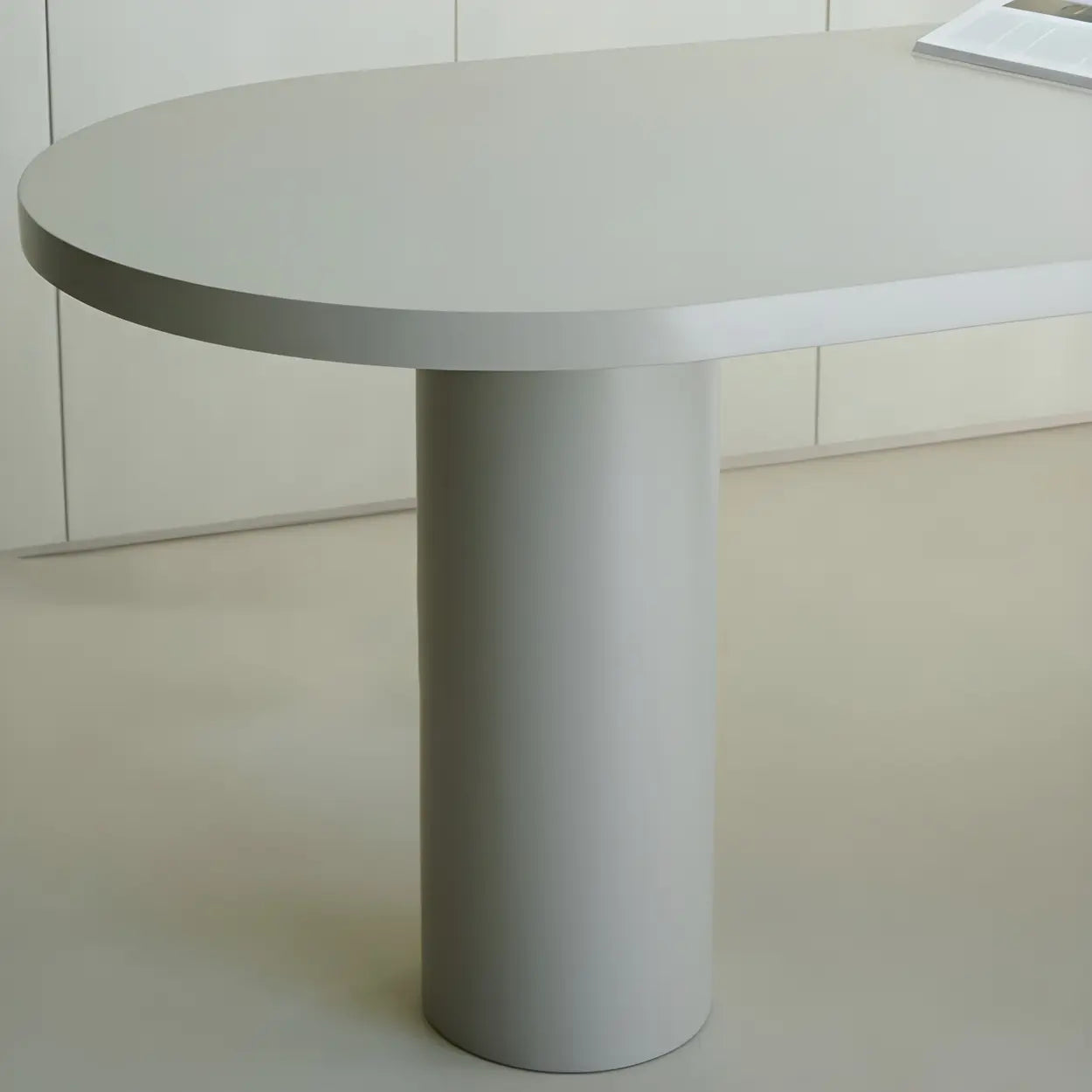 Minimalist White Oval Counter Height Bar Table — Grey / Table Only