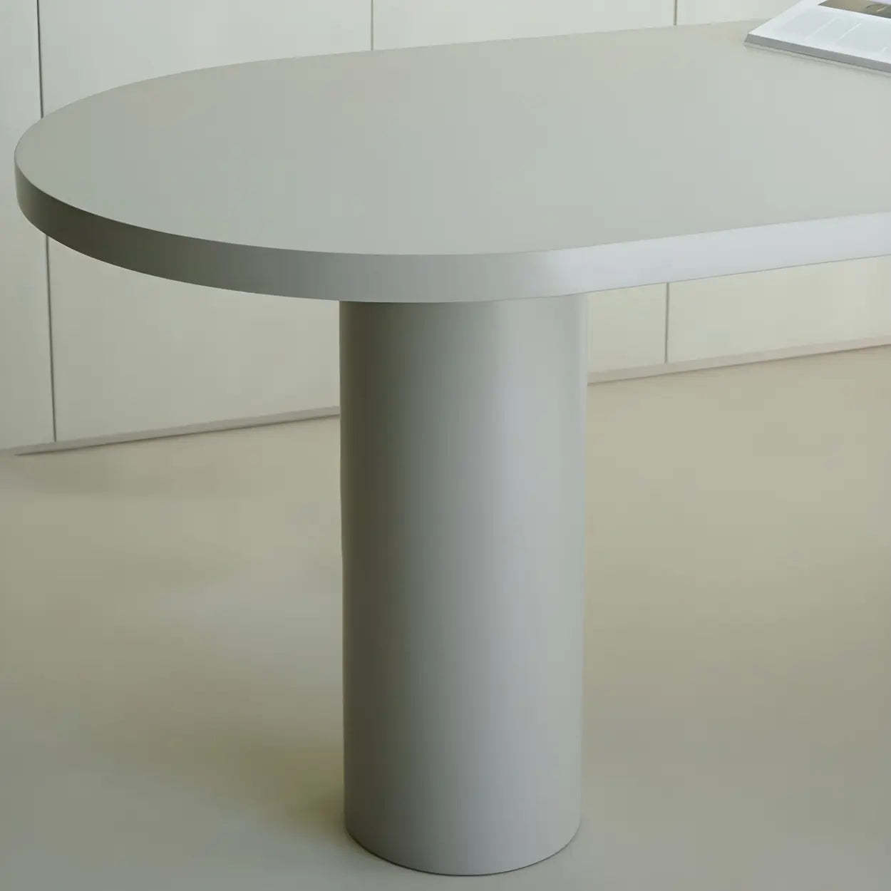 Minimalist White Oval Counter Height Bar Table — Grey / Table Only