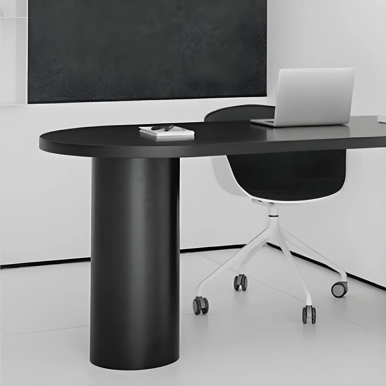 Minimalist White Oval Counter Height Bar Table — Black / Table Only