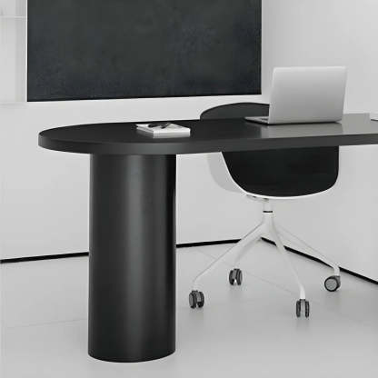 Minimalist White Oval Counter Height Bar Table — Black / Table Only