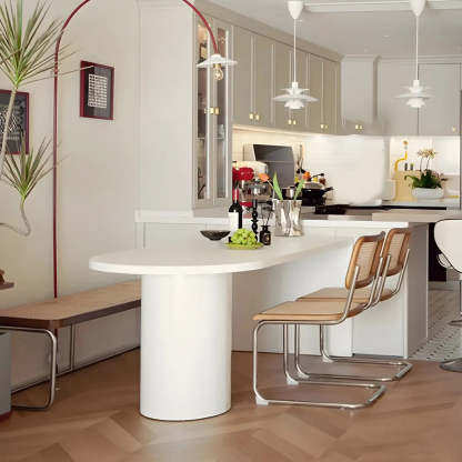 Minimalist White Oval Counter Height Bar Table — Grey / Table Only