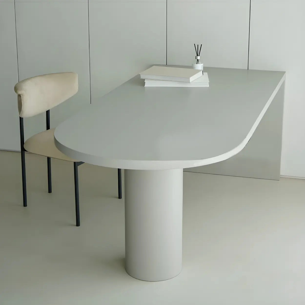 Minimalist White Oval Counter Height Bar Table