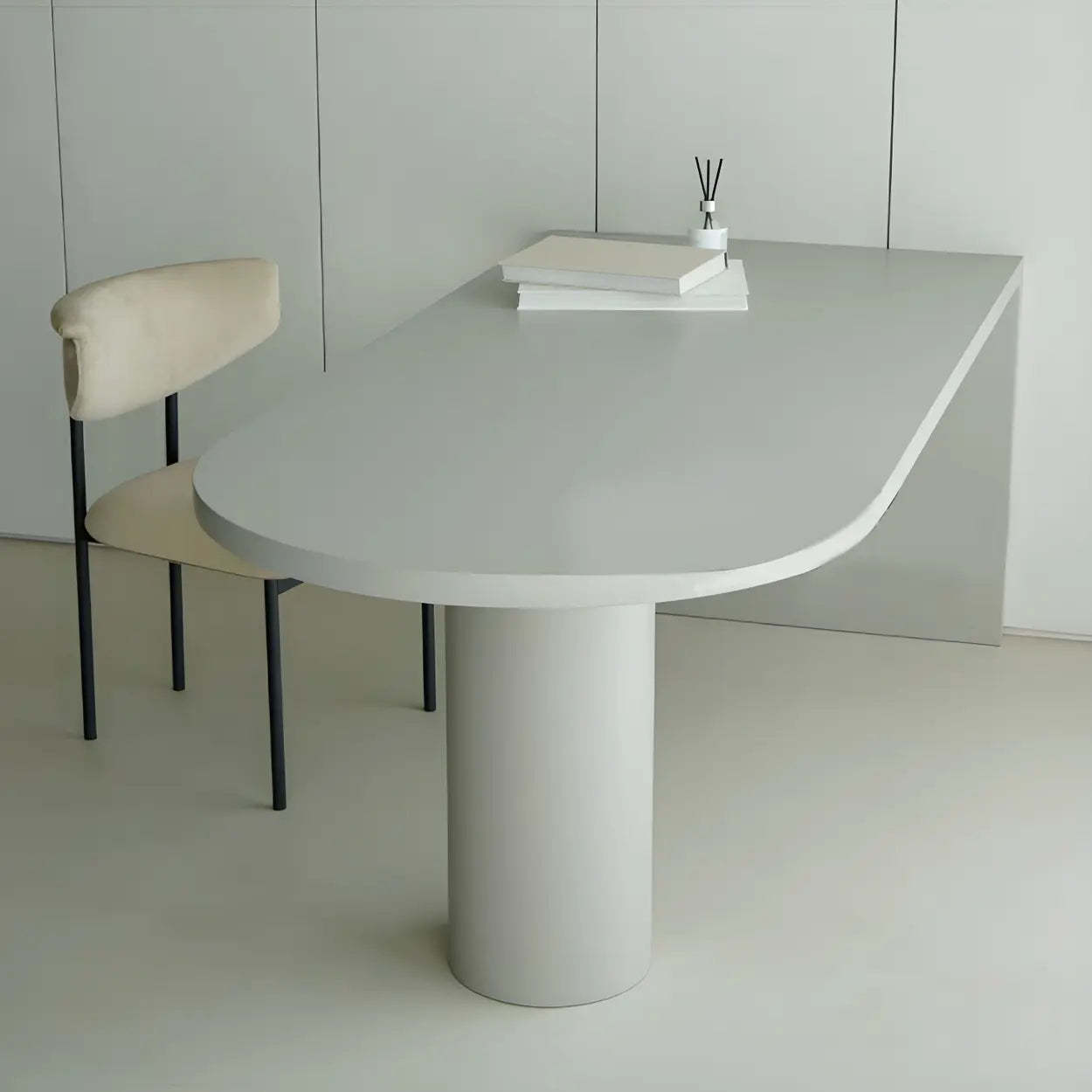 Minimalist White Oval Counter Height Bar Table