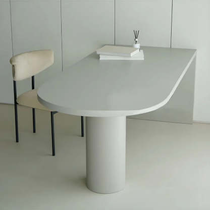 Minimalist White Oval Counter Height Bar Table