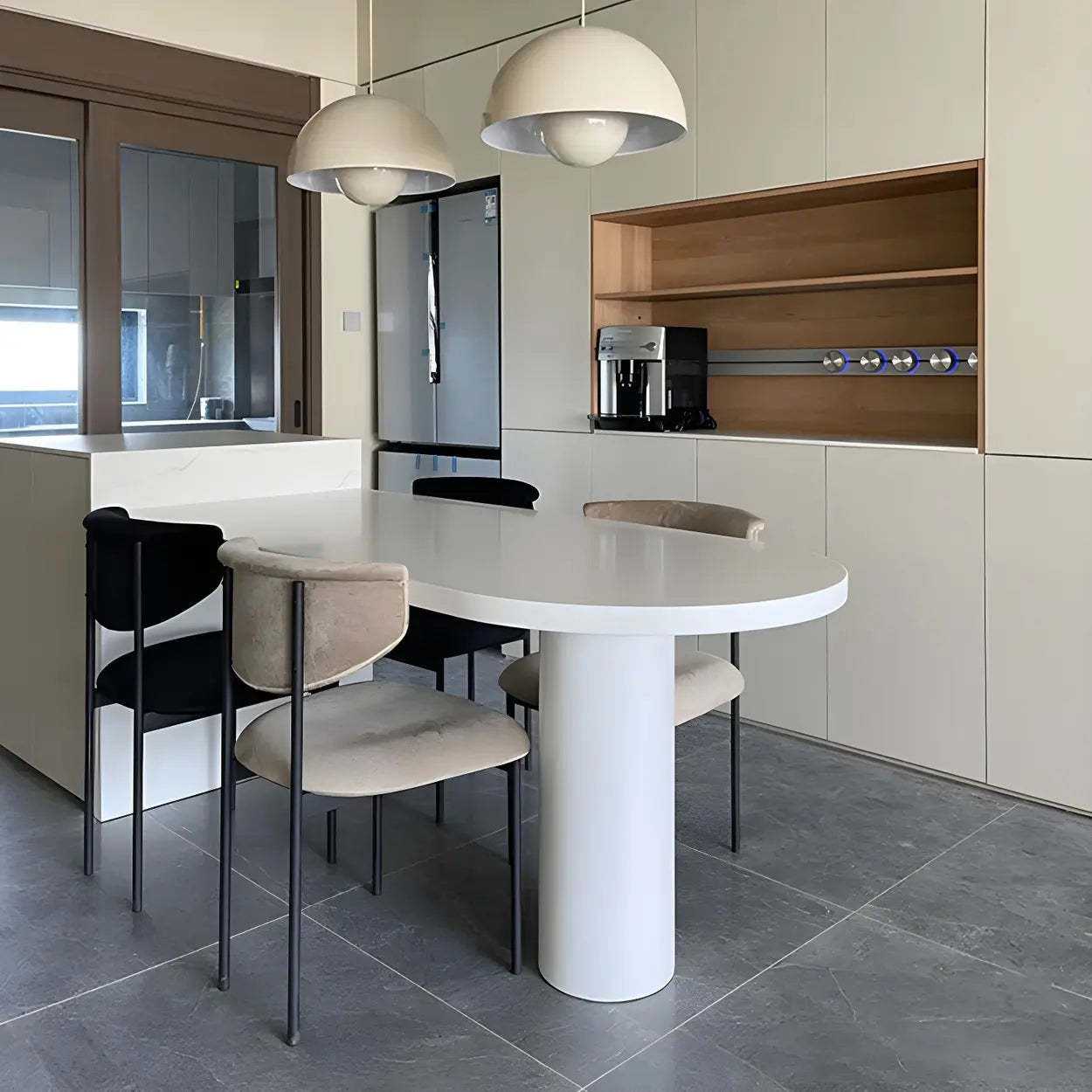 Minimalist White Oval Counter Height Bar Table