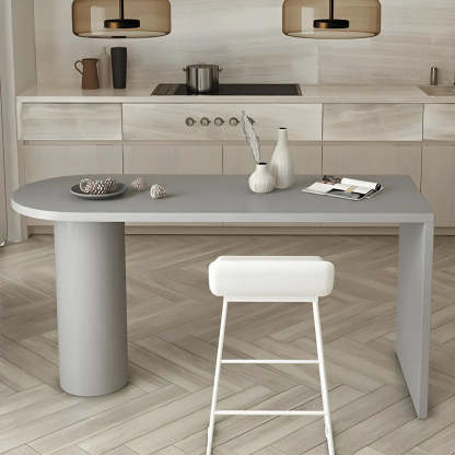Minimalist White Oval Counter Height Bar Table