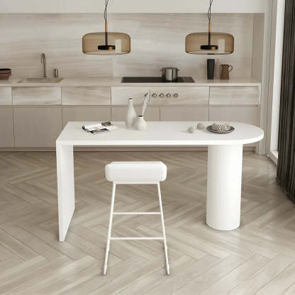 Minimalist White Oval Counter Height Bar Table — Black / Table Only