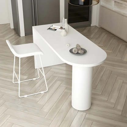 Minimalist White Oval Counter Height Bar Table