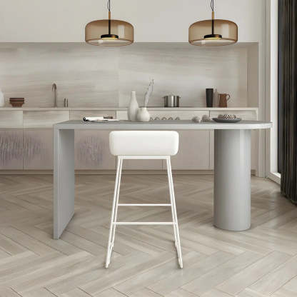 Minimalist White Oval Counter Height Bar Table — Grey / Table Only