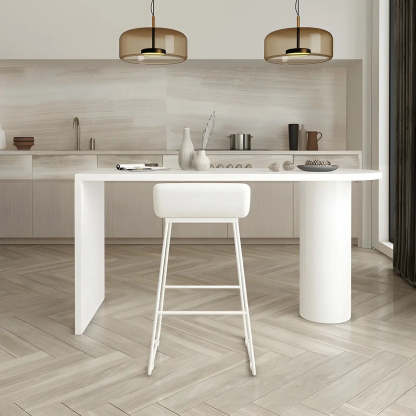 Minimalist White Oval Counter Height Bar Table — Black / Table Only