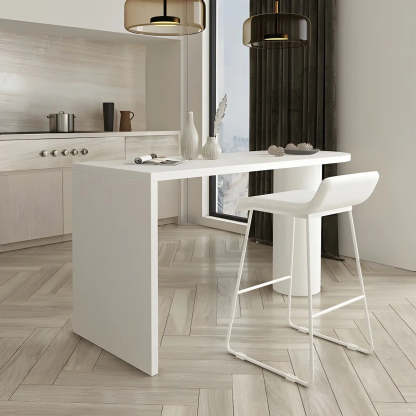 Minimalist White Oval Counter Height Bar Table — White / Table Only