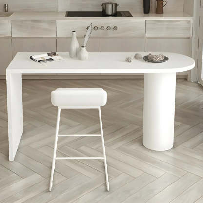 Minimalist White Oval Counter Height Bar Table — Black / Table Only