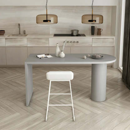 Minimalist White Oval Counter Height Bar Table — White / Table Only