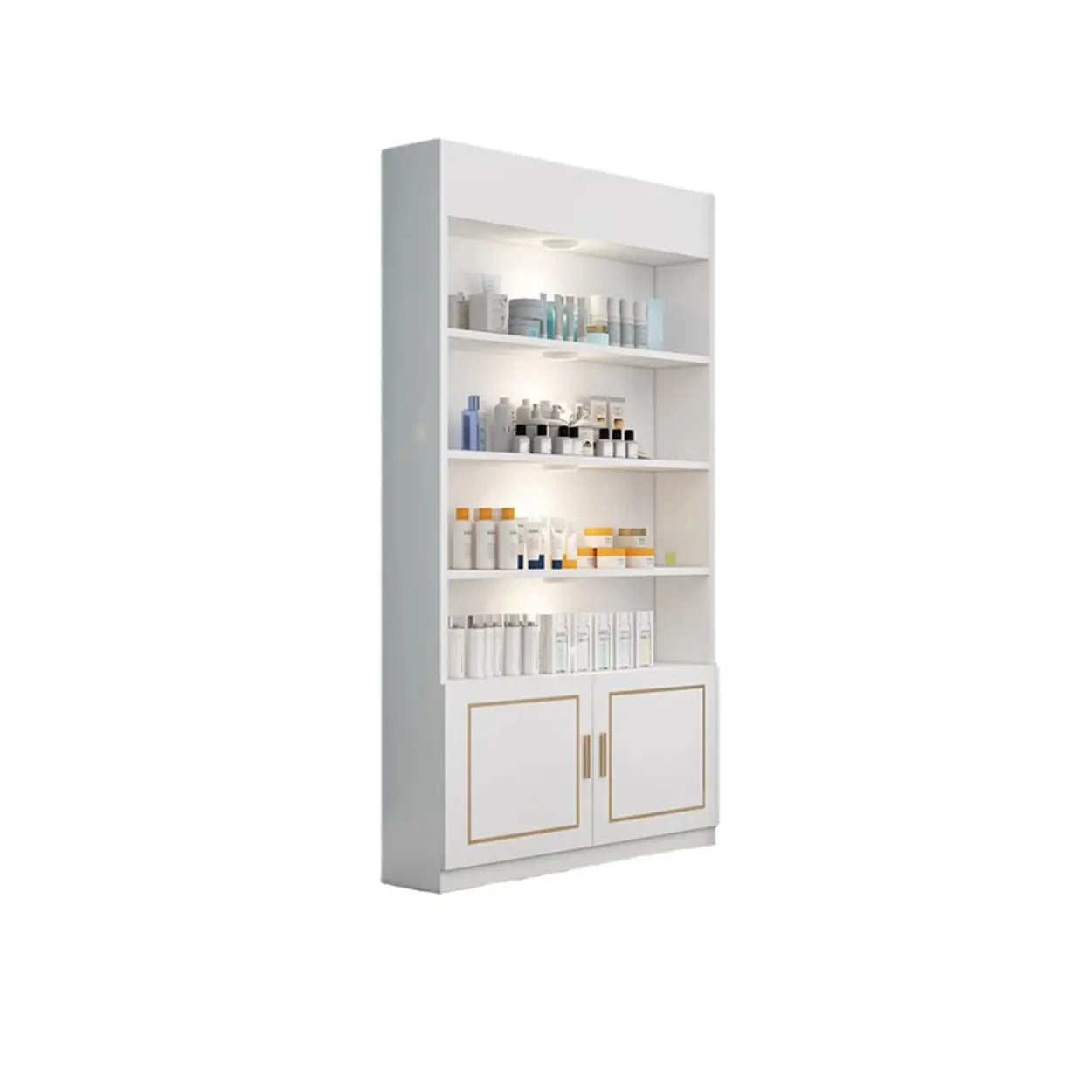 Modern White Rectangular Wood Open Display Cabinet