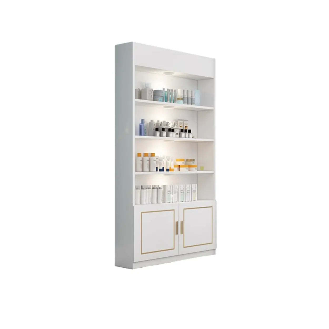 Modern White Rectangular Wood Open Display Cabinet