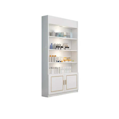 Modern White Rectangular Wood Open Display Cabinet