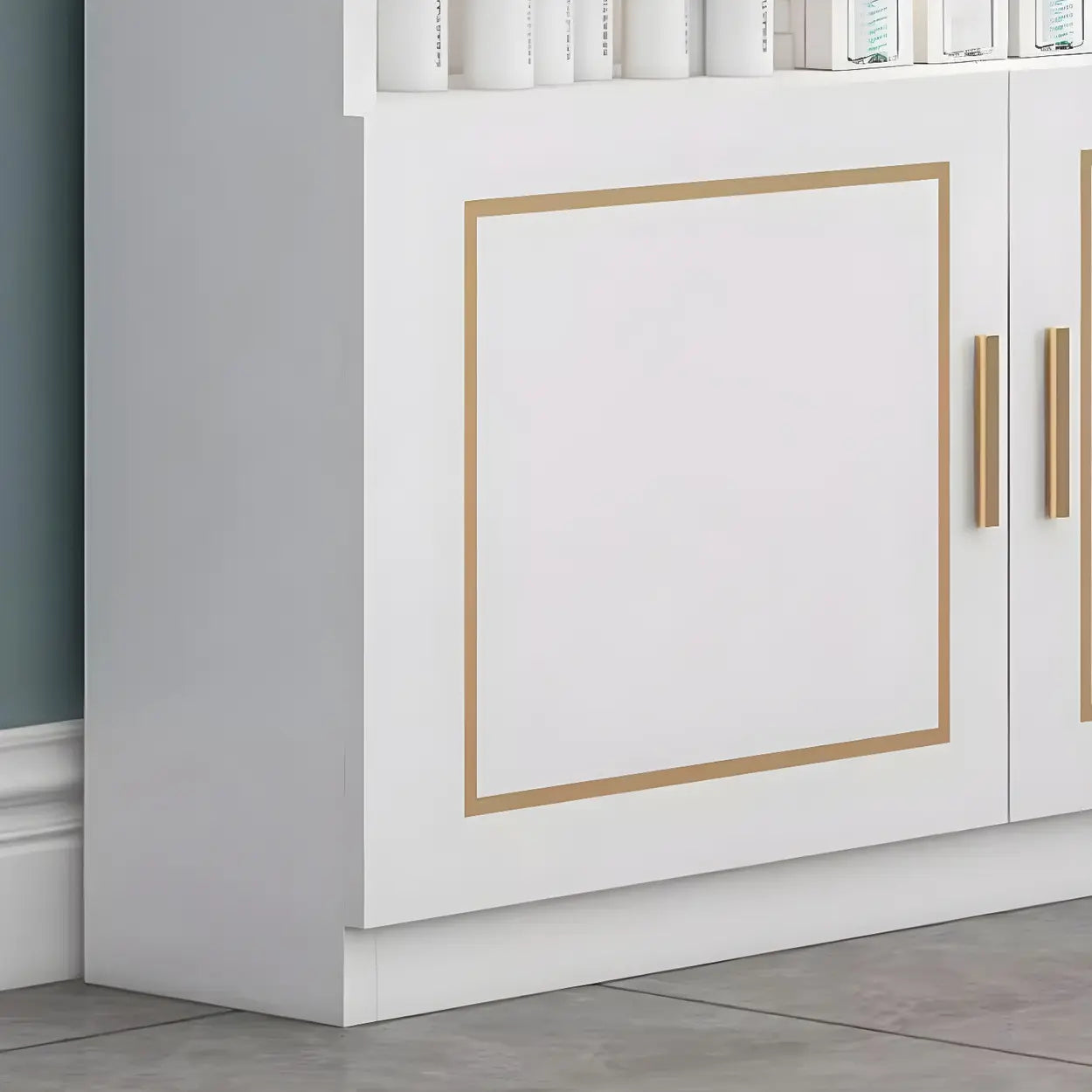Modern White Rectangular Wood Open Display Cabinet