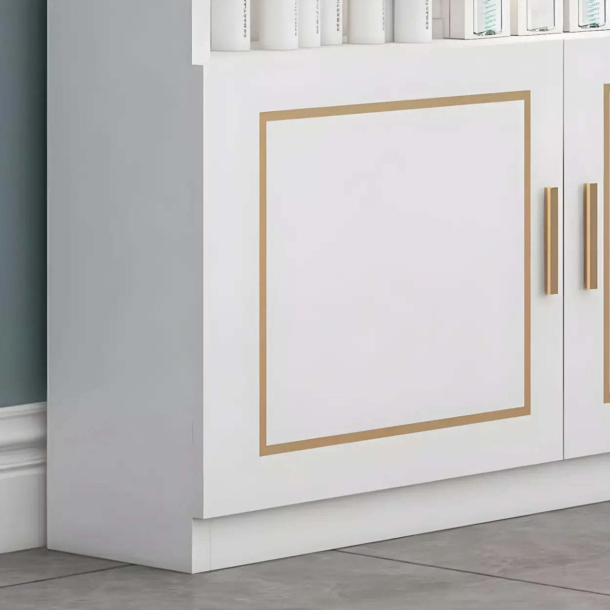 Modern White Rectangular Wood Open Display Cabinet
