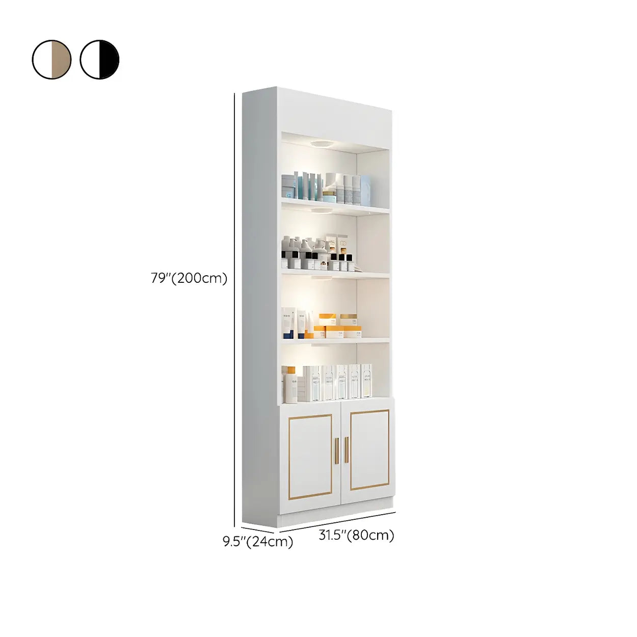 Modern White Rectangular Wood Open Display Cabinet