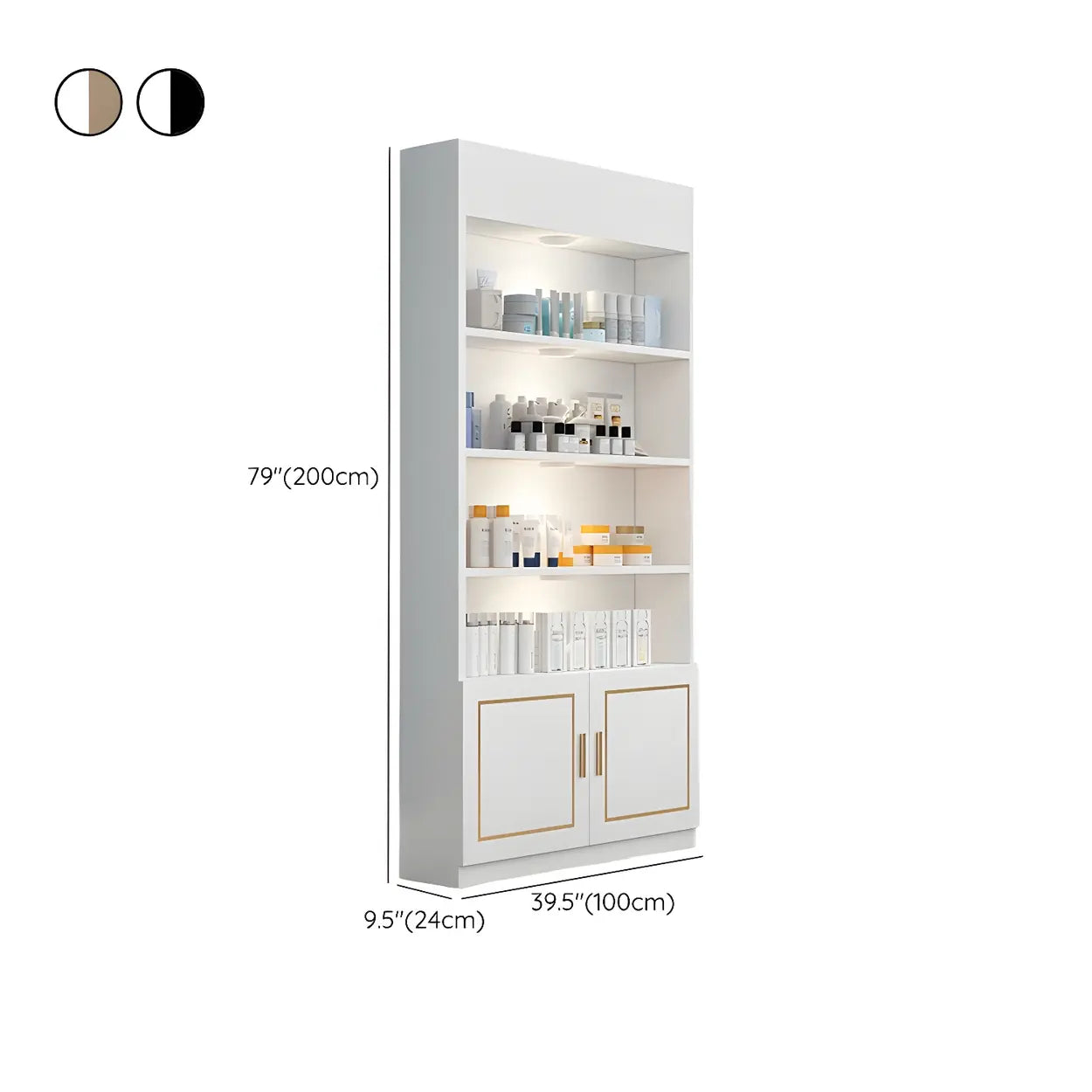Modern White Rectangular Wood Open Display Cabinet