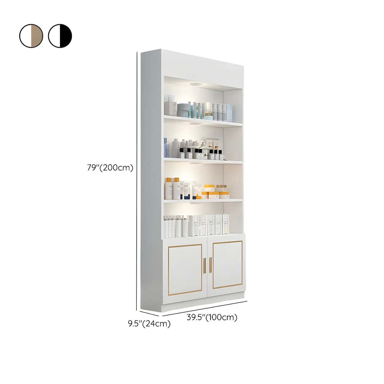 Modern White Rectangular Wood Open Display Cabinet