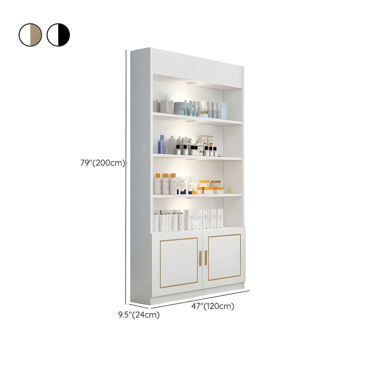 Modern White Rectangular Wood Open Display Cabinet