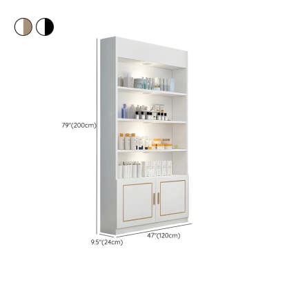 Modern White Rectangular Wood Open Display Cabinet