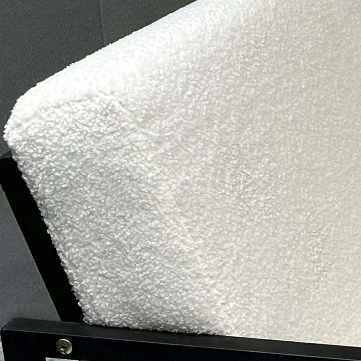 White Mohair Metal Square Arm Sled Arm Chair