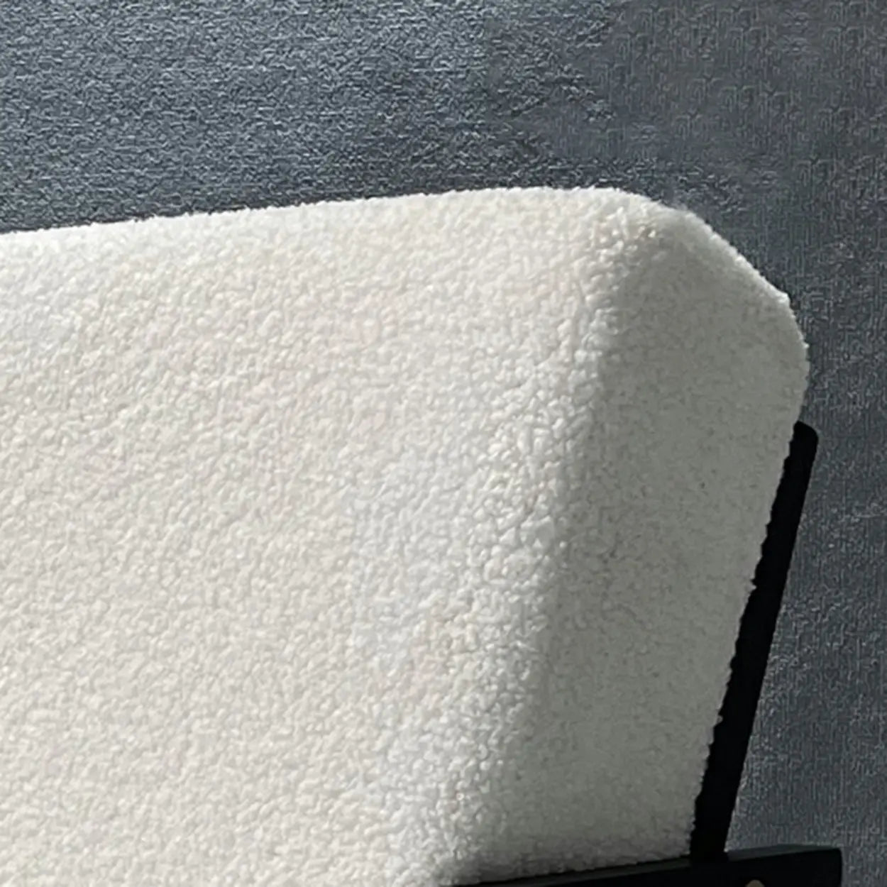 White Mohair Metal Square Arm Sled Arm Chair